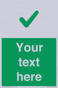 Custom green background, green tick sign